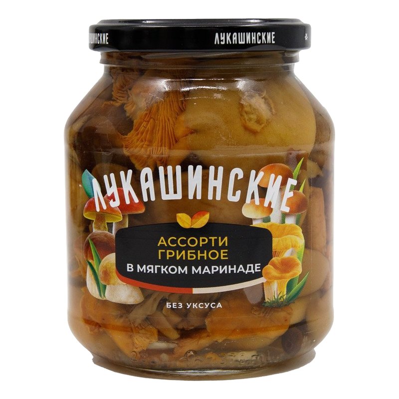 Грибы Лукашинские ассорти маринованные 340г ст/б