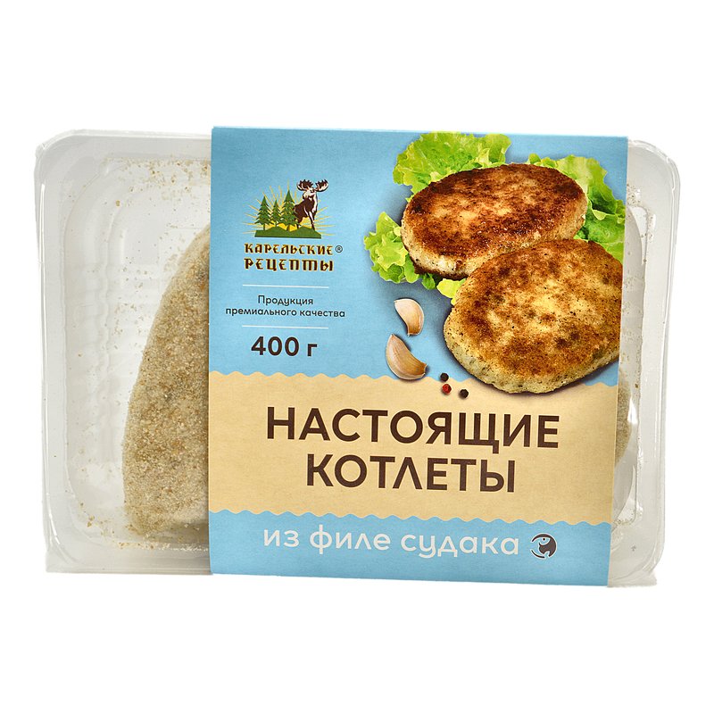 Котлеты Карельские рецепты рыбные из филе судака с/м 400г лоток
