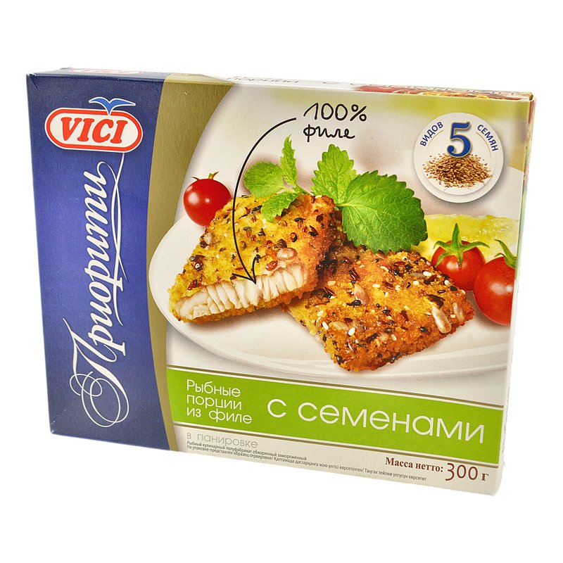 Порции рыбные Вичи из филе в панировке с семенами 300г