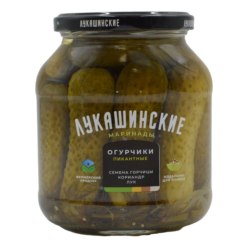 Огурчики Лукашинские Пикантные сладко-пряные маринованные 670г