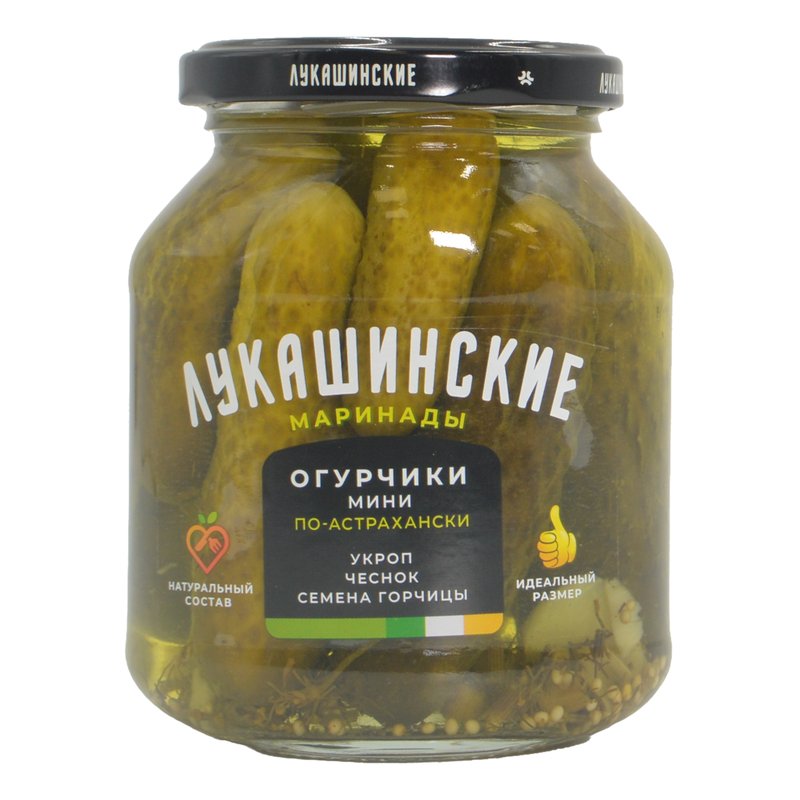 Огурчики Лукашинские Мини маринованные с пряной зеленью 340г