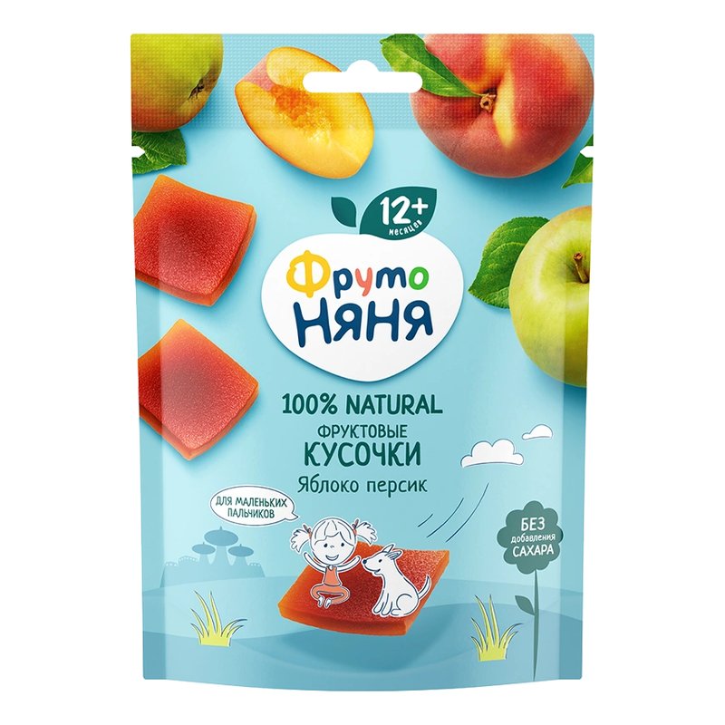 Кусочки Фруто-няня фруктовые яблоко/персик 53г
