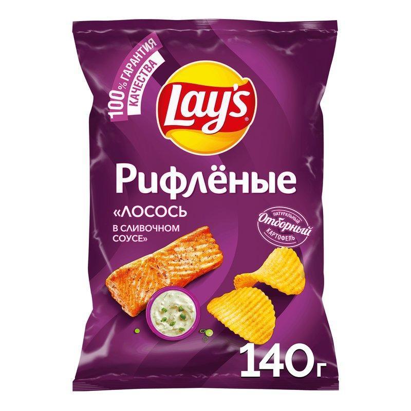 Чипсы Лэйс рифленые Лосось в сливочном соусе 140г