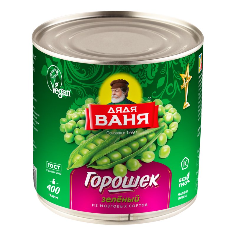 Горошек Дядя Ваня зеленый консервированный 400г ж/б