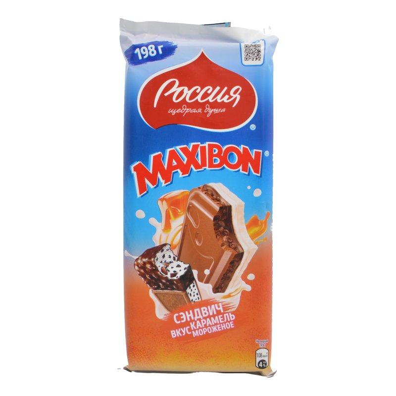 Шоколад Россия Щедрая душа! Максибон молочный и белый шоколад с печеньем, карамелью и мороженым 198г