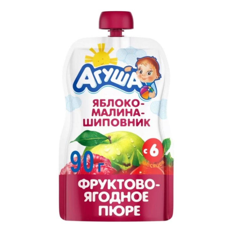 Пюре Агуша Я сам яблоко-малина-шиповник дойпак 90г