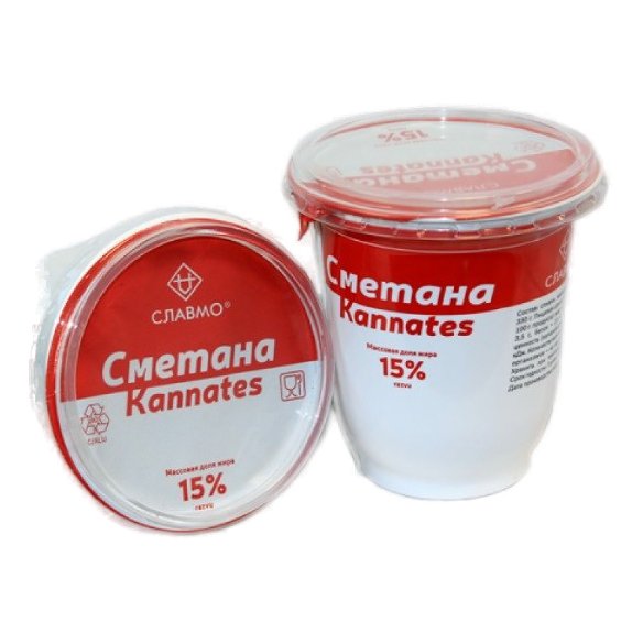 Сметана Славмо стакан 15% 330г