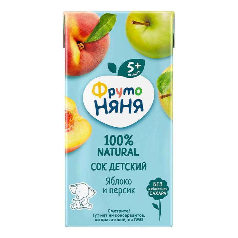 Сок Фруто-няня яблоко персик с мякотью 0,2л
