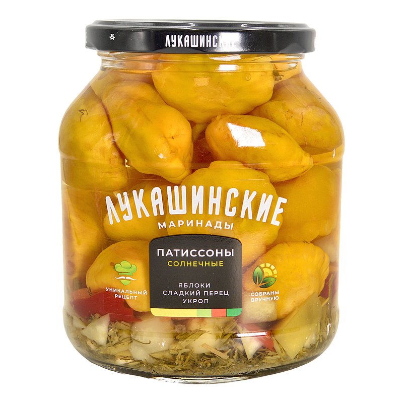 Патиссоны Лукашинские маринованные с яблоками и сладким перцем 670г