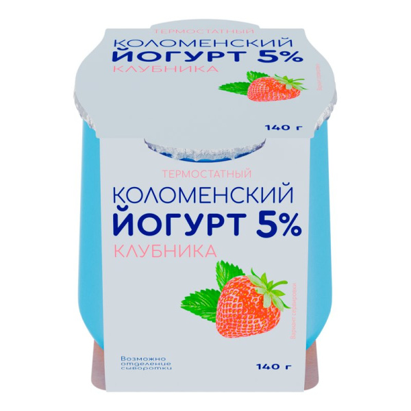 Йогурт Коломенский термостатный клубника 5% 140г