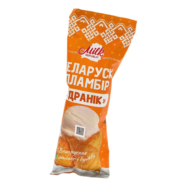 Мороженое Белорусский пломбир рожок с ароматом ванили картофельный драник 75г