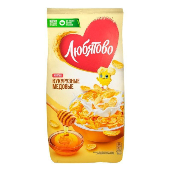 Хлопья Любятово кукурузные медовые 250г