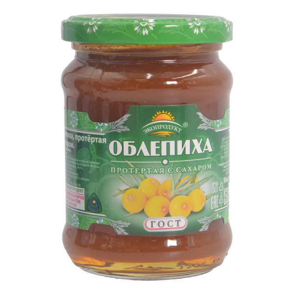 Облепиха Экопродукт протертая с сахаром 320г ст/б