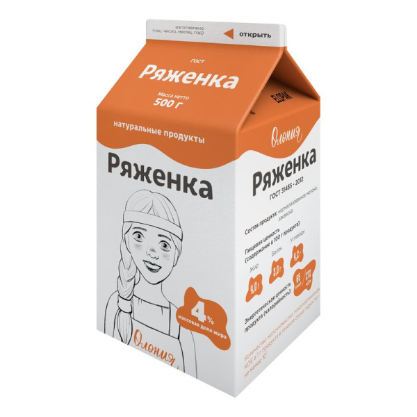 Ряженка Олонецкий мк жир.4% 500г