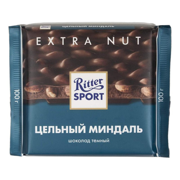 Шоколад Риттер Спорт темный с цельным миндалем 100г