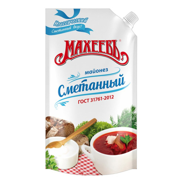 Майонез Махеев сметанный 50,5% 380г дой-пак