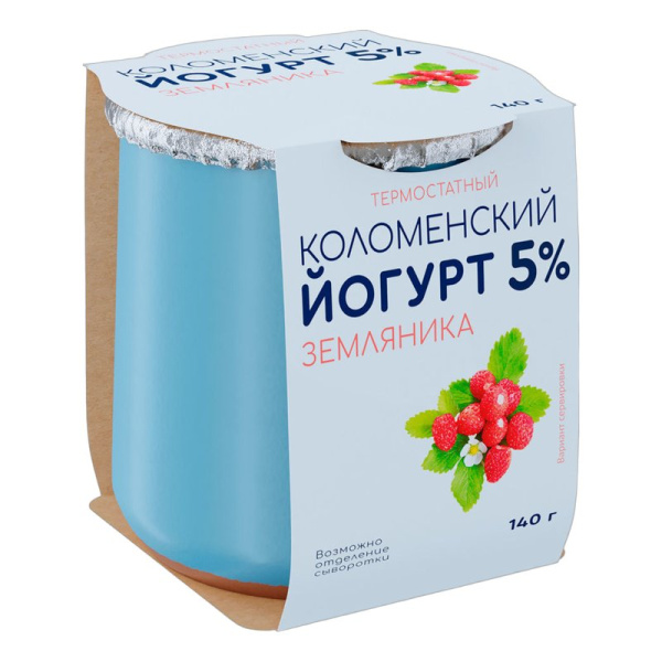 Йогурт Коломенский термостатный земляника 5% 140г