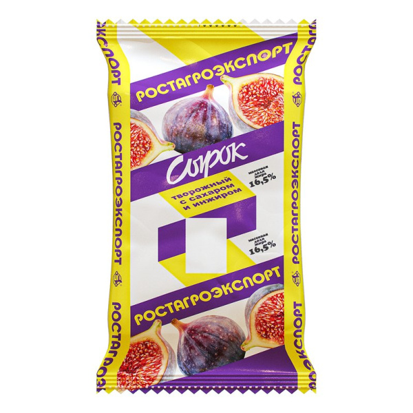 Сырок Ростагроэкспорт творожный с сахаром и инжиром 16,5% 90г