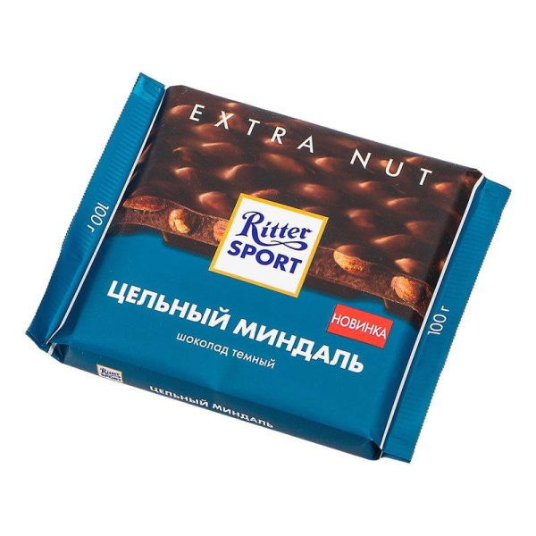 Шоколад Риттер Спорт темный с цельным миндалем 100г