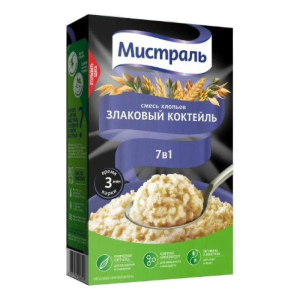 Хлопья Мистраль злаковый коктейль смесь 7 злаков 400г