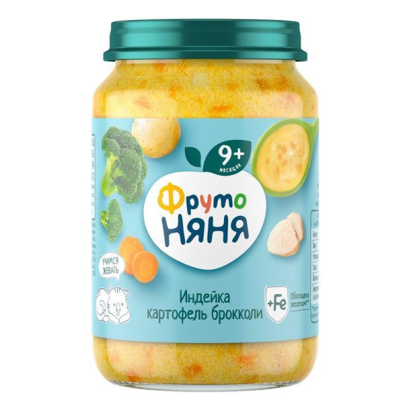 Пюре Фруто-няня индейка/картофель/брокколи 190г ст/б