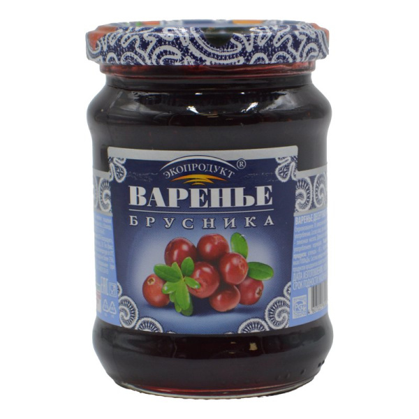 Варенье Экопродукт десертное брусника с/бн 325г