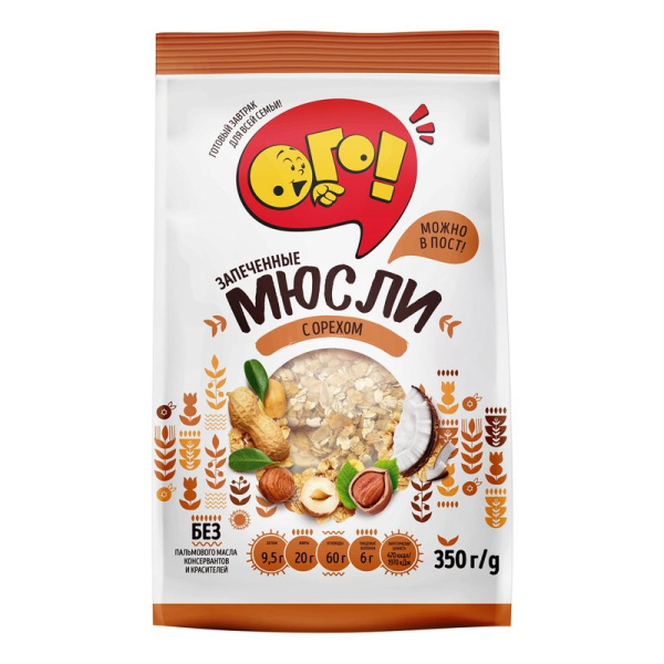 Мюсли Ого запеченные с орехом 350г