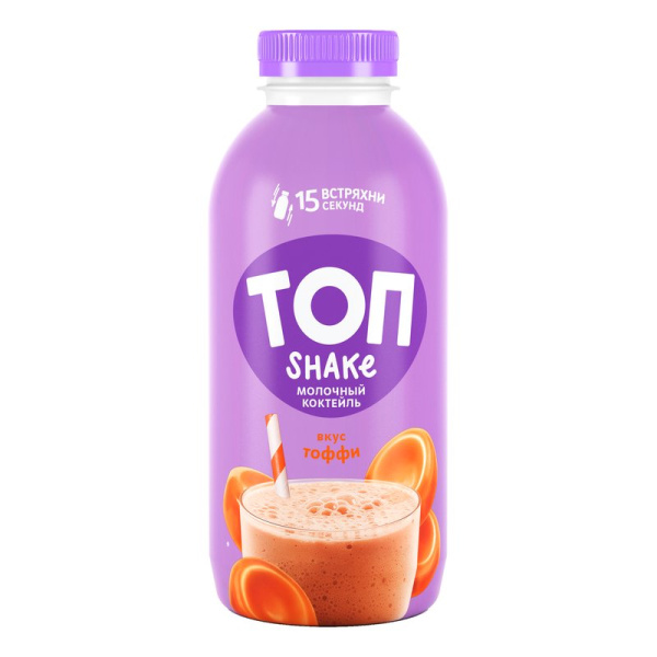 Коктейль Топ Шейк молочный Тоффи 2% 450г ПЭТ