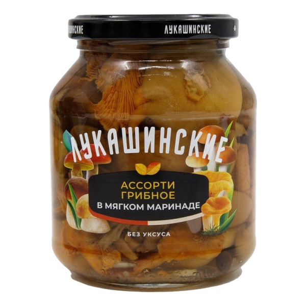 Грибы Лукашинские ассорти маринованные 340г ст/б
