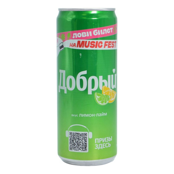 Напиток Добрый лимон-лайм сильногазированный 0,33л ж/б