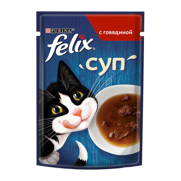 Корм для кошек Феликс суп с говядиной 48г