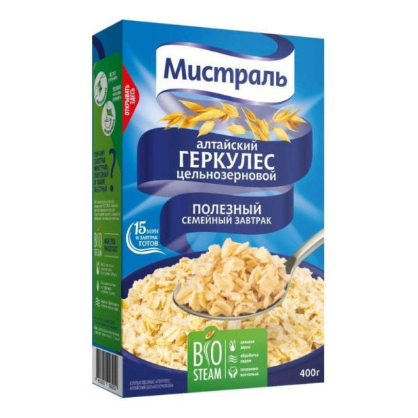 Хлопья Мистраль Геркулес традиционный цельнозерновой 400г