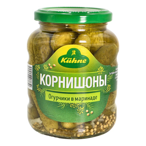 Корнишоны Кюхне в маринаде 330г ст/б
