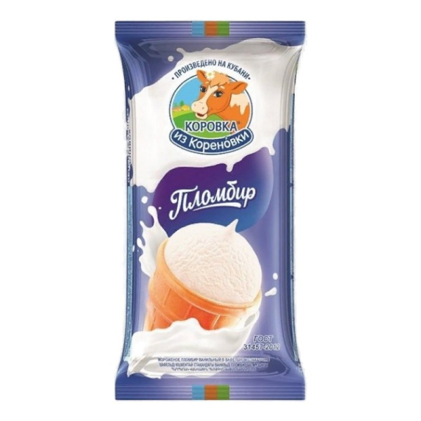 Мороженое Коровка из Кореновки пломбир в ваф, стаканчике 100г