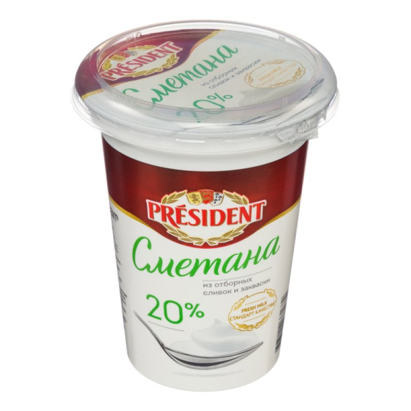 Сметана Президент 20% 350г
