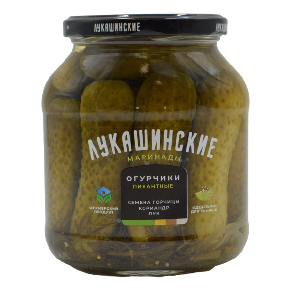 Огурчики Лукашинские Пикантные сладко-пряные маринованные 670г
