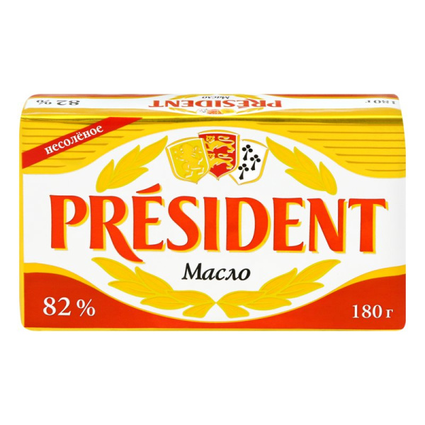 Масло Президент кисло-сливочное 82% 180г