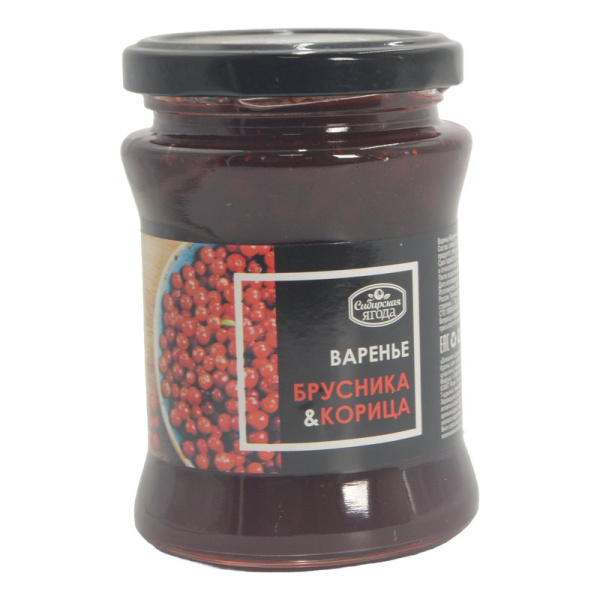 Варенье Сибирская ягода брусничное с корицей 300г