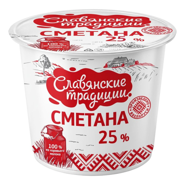 Сметана Славянские традиции 25% 380г стакан