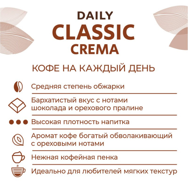 Кофе Поэтти Дэйли Классик Крема зерно 250г