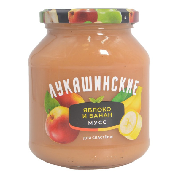 Мусс Лукашинские яблочно-банановый нежный 370г
