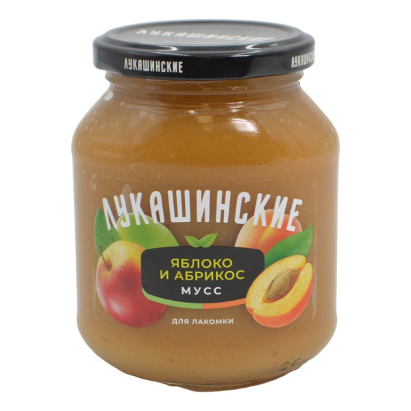Мусс Лукашинские яблочно-абрикосовый нежный 370г