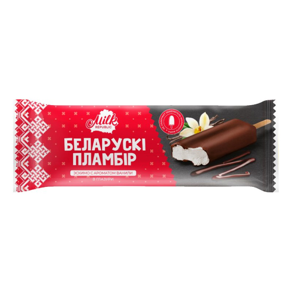 Мороженое Белорусский пломбир эскимо с ароматом ванили 80г