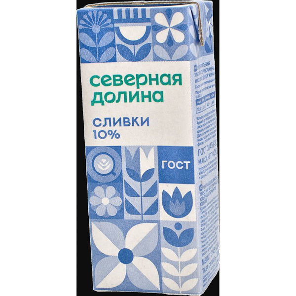 Сливки Северная долина 10% 200г