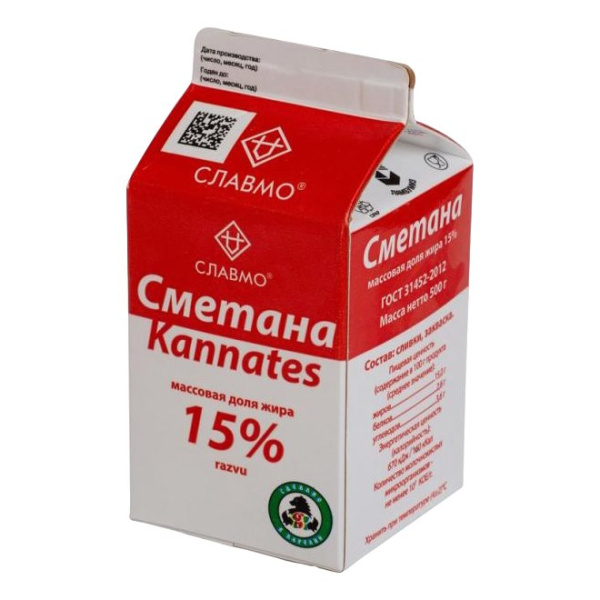 Сметана Славмо классическая 15% 500г