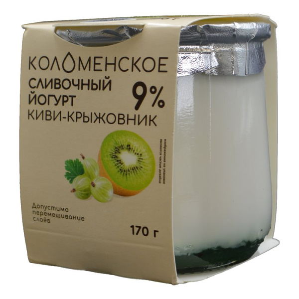 Йогурт Коломенский сливочный киви-крыжовник 9% 170г ст/б