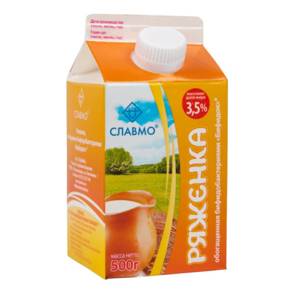 Ряженка Славмо Бифидок 3,5% 500г