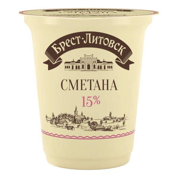 Сметана Брест-литовск 15% 300г пс/с