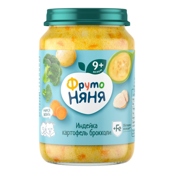 Пюре Фруто-няня индейка/картофель/брокколи 190г ст/б