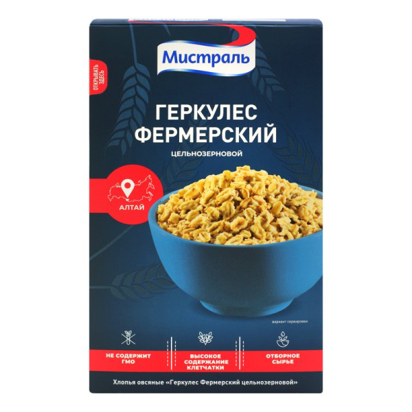 Хлопья Мистраль фермерские геркулес 400г